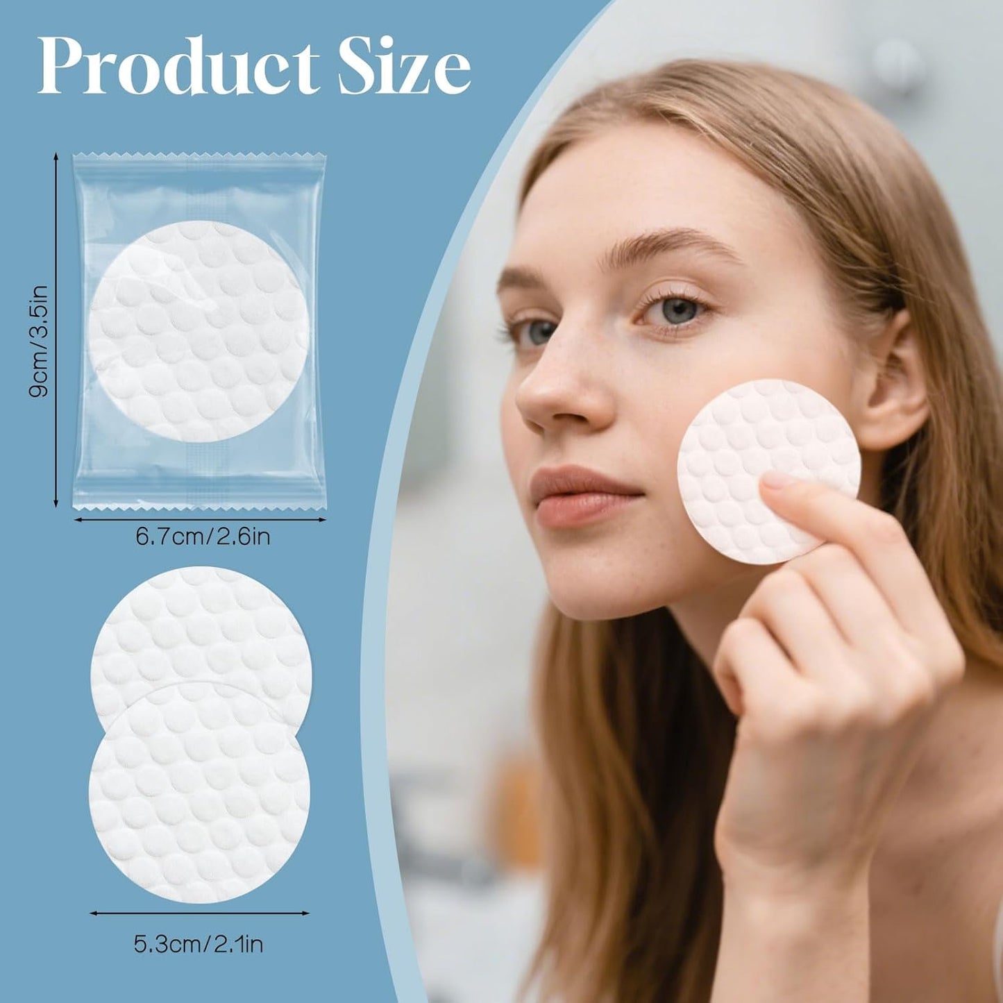Travel Size Cotton Rounds Individually Wrapped Cotton Rounds Bulk Makeup Cotton Pads Soft for Most Skin Types Personal Care Kit Hotel Amenities (2 Pcs/Set, 100 Sets in Total)