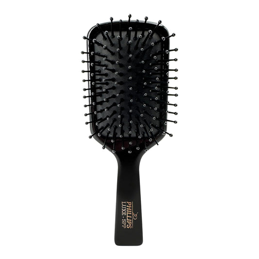 Phillips Brush Luxe Square Paddle Purse Sized Hair Brush, Sleek Black Color with Gold Accents – 7 inch Detangler Paddle Brush from the Luxe Series by Phillips Brush