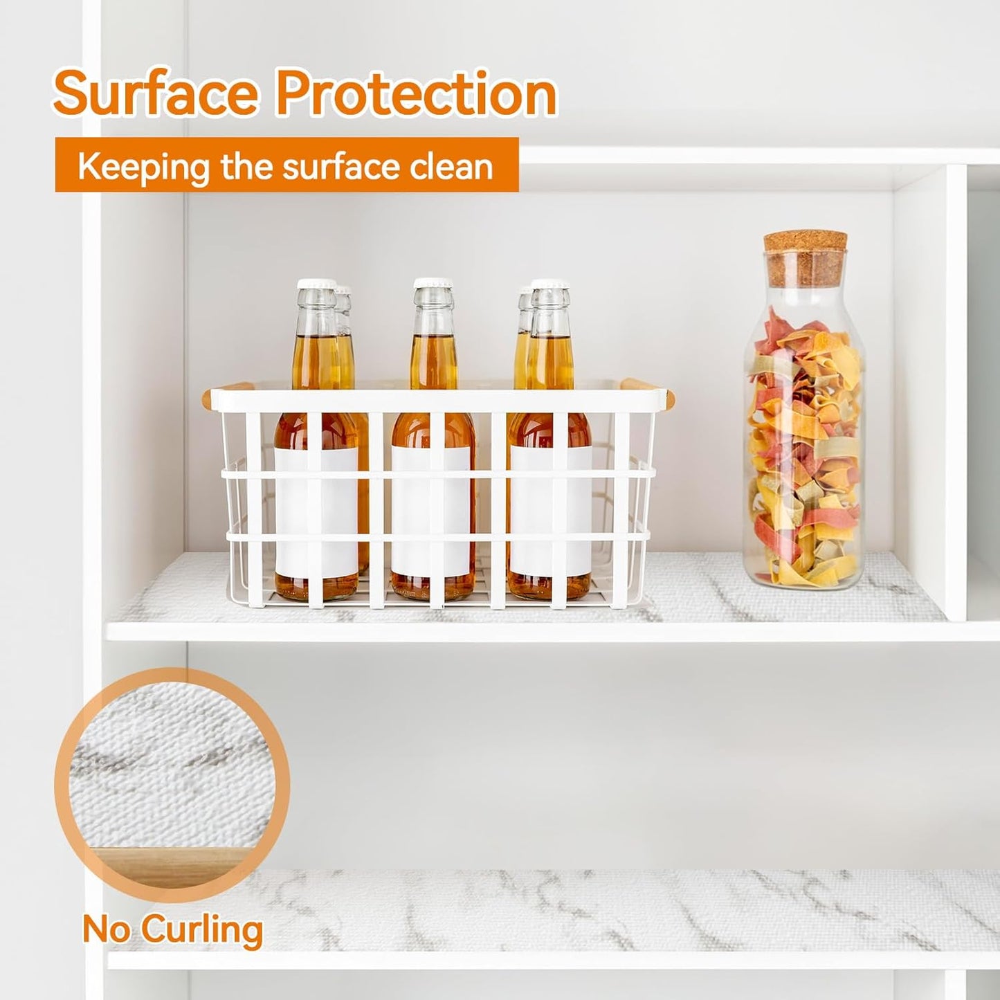 Shelf and Drawer Liner for Kitchen Cabinets Non-Adhesive, Strong Grip Non-Slip Thickened Cabinet Liners for Shelves, Waterproof Mats for Dresser Cupboard, Marble, 17 in x 30 Feet