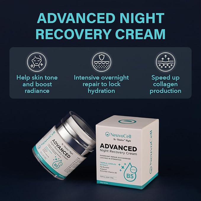 Advance Night Recovery Cream for Face, Facial Moisturizer Recovery Complex, Care for Face, Advanced Night Repair for Face, Biothex Cordyceps, HA Booster, Camomile Extract, 1.77 fl.Oz
