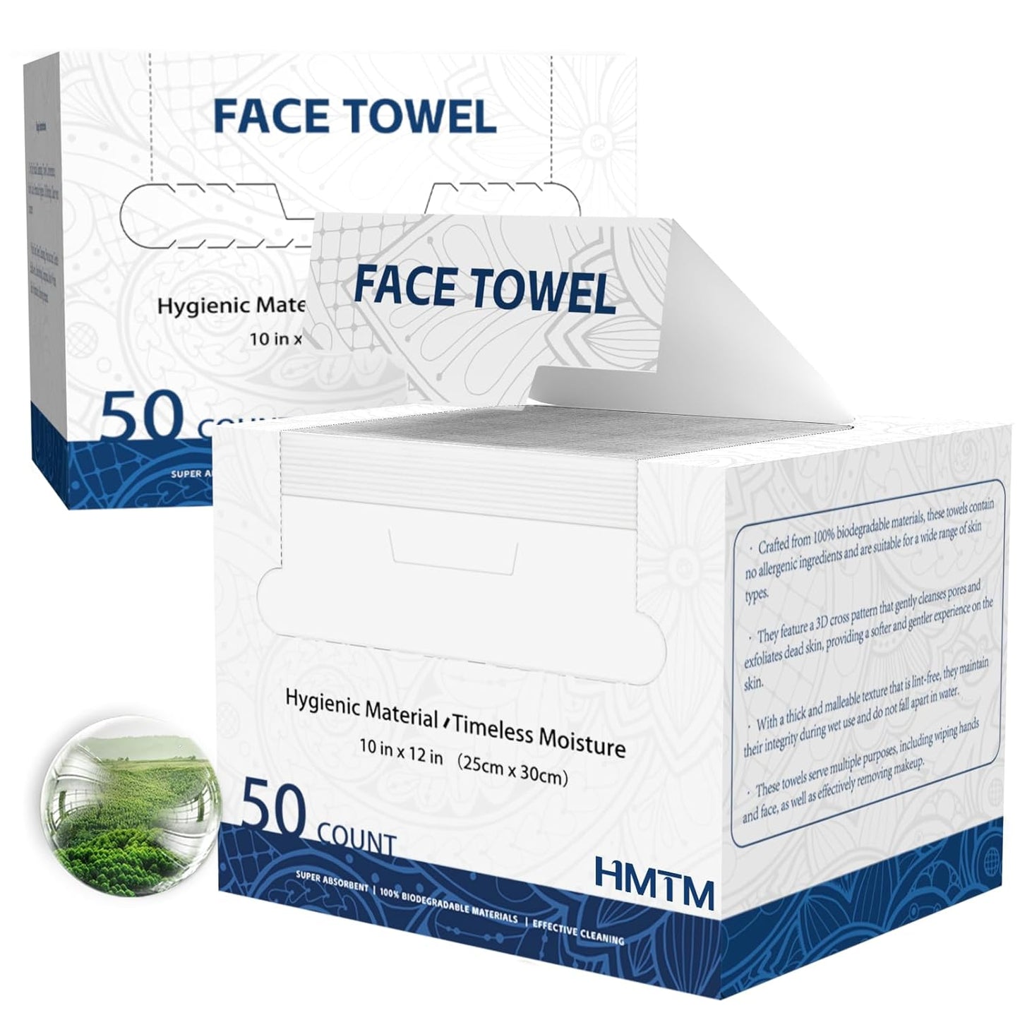 Face Towels, 10” x 12”, Face Towelettes Disposable, Extra Thick Soft and Absorbent for Sensitive Skin, Disposable Face Towel for Makeup Remover, Dry Wipes, 100 Count（2 Pack）