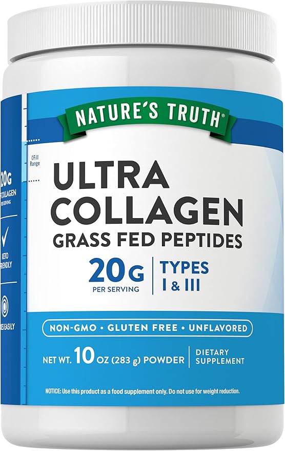 Nature's Truth Collagen Peptides Powder Unflavored | Grass Fed, Type 1 & 3 | 10 oz | Keto Friendly | Mixes Easily | Non-GMO, Gluten Free Supplement