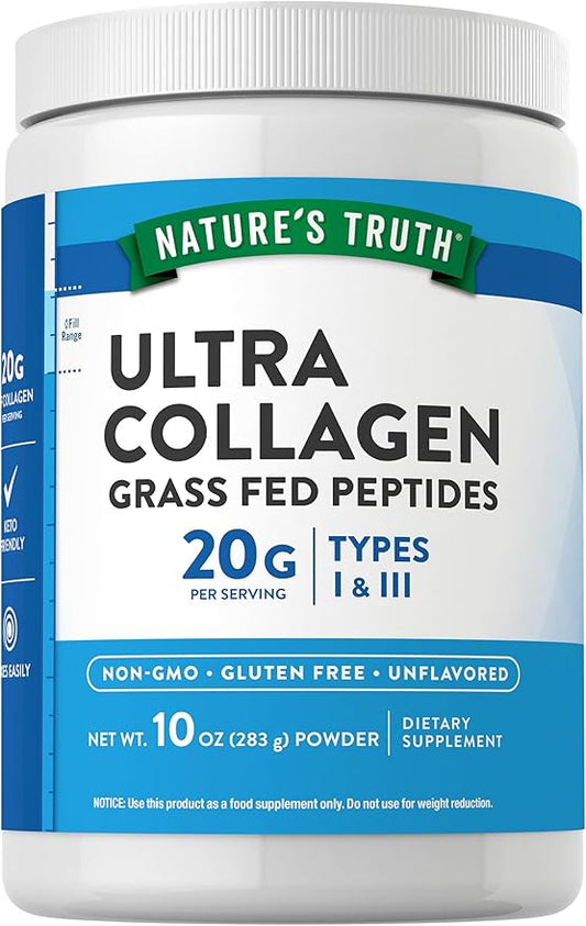 Nature's Truth Collagen Peptides Powder Unflavored | Grass Fed, Type 1 & 3 | 10 oz | Keto Friendly | Mixes Easily | Non-GMO, Gluten Free Supplement