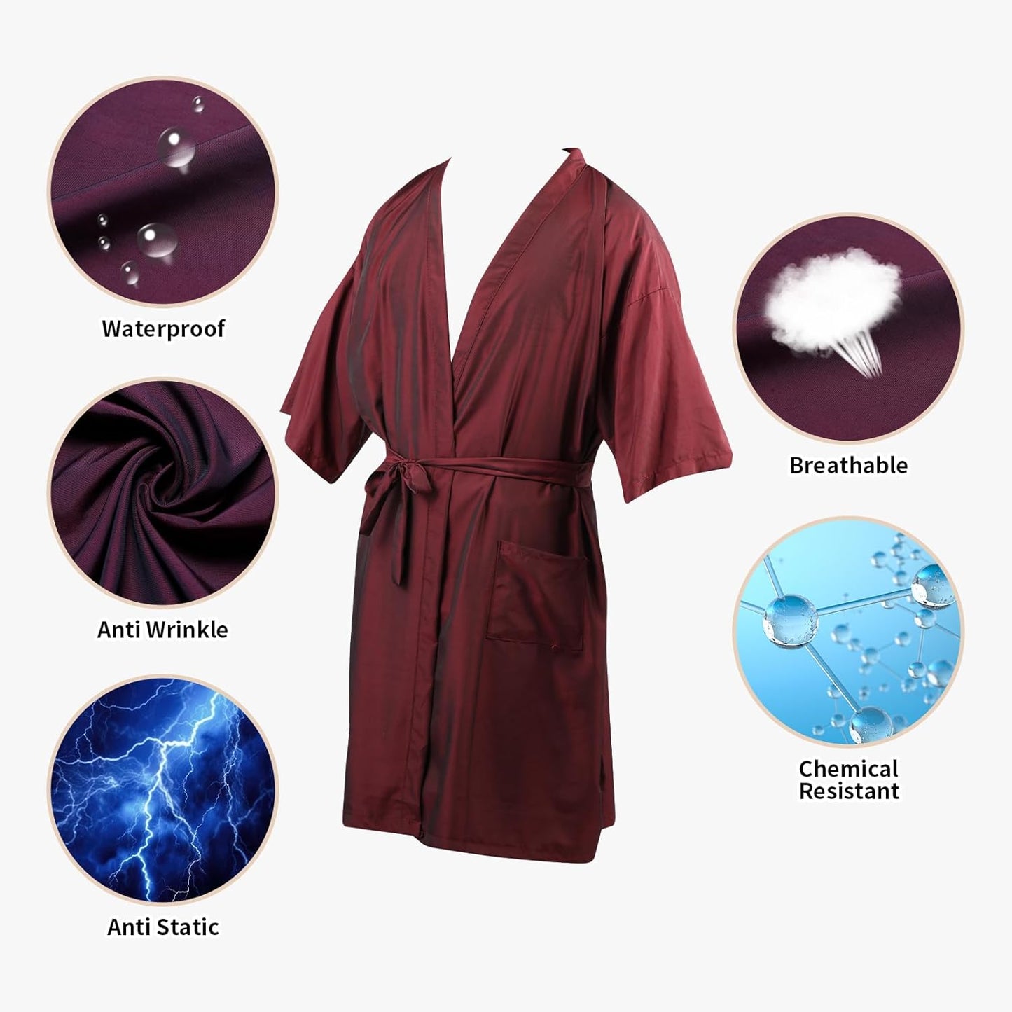 Salon Client Gown Robes Cape Hair Cutting Smock with Adjustable Tie for Hair Cutting Barber Hairstyling