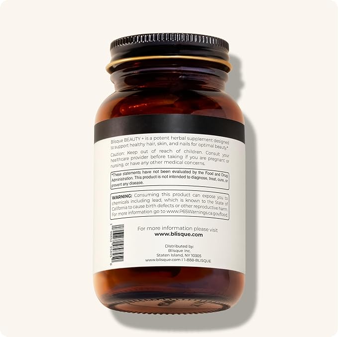 Blisque - Natural Beauty Supplement for Nail Strength, Hair Growth, and Skin Care | with Biotin & Hyaluronic Acid | Doctor Approved | Vegan and Non-GMO | 90 Capsules