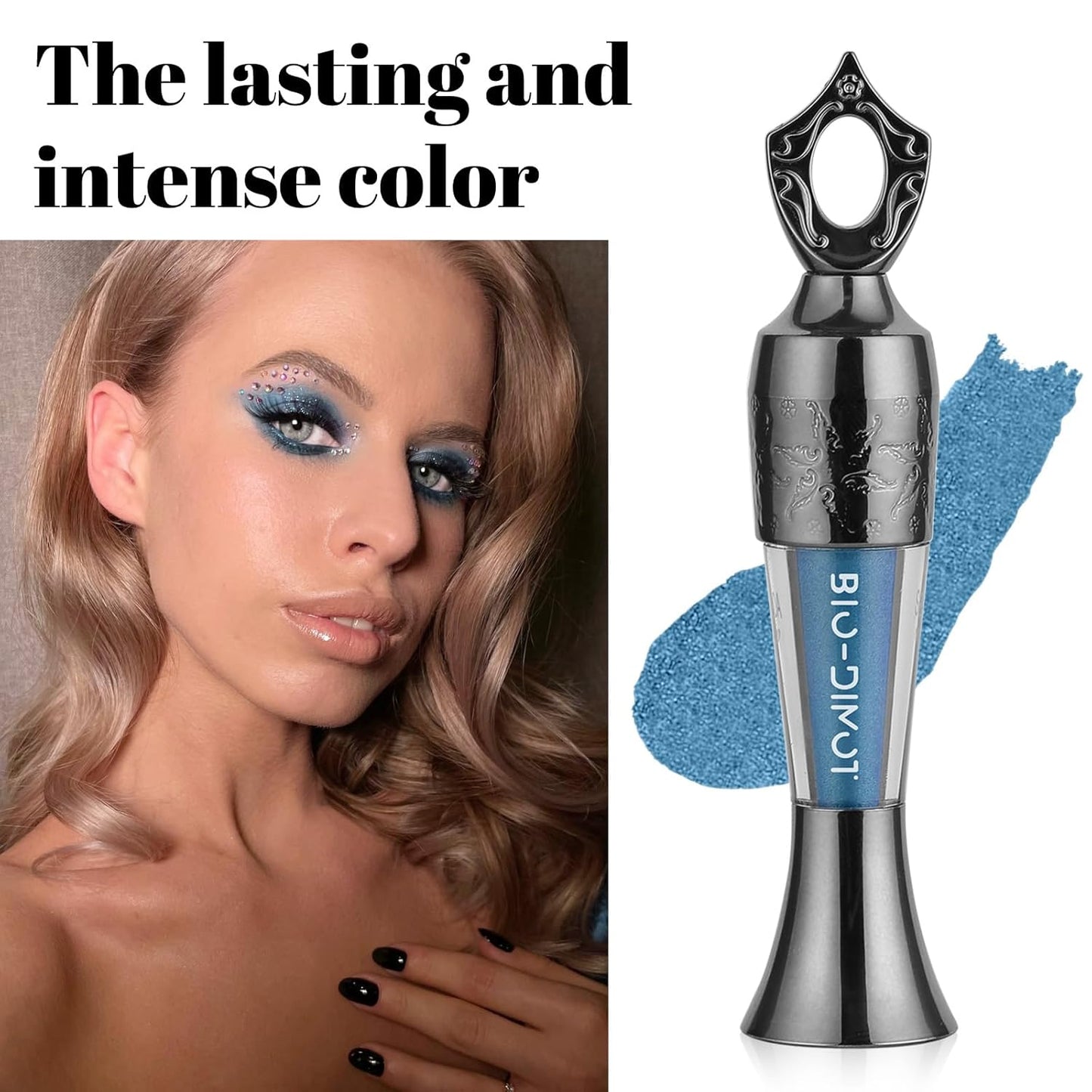 Sheda Powder Eyeliner, a handcrafted, 100% natural powder eyeliner, waterproof, long-lasting, rich, smudge-resistant color (Dark Blue)