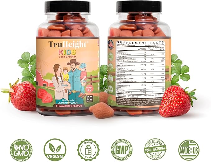 TruHeight Kids Bone Development Gummies (Ages 2+) All K2, Magnesium