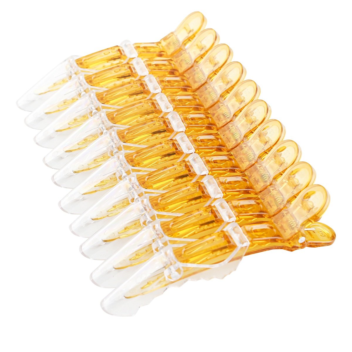 10pcs/set Multicolor Croc Alligator Clips - Transparent Plastic Hair Styling Sectioning Barrettes Professional Non Slip Salon DIY Accessories Hairpins (10pcs-Gold)