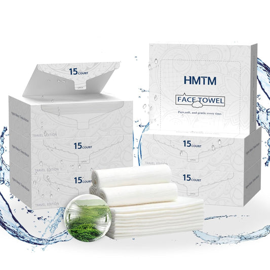 Face Towels, 10” x 12”, Thick Soft and Absorbent, Face Towelettes Disposable Biodegradable for Sensitive Skin, Makeup Remover, Travel, Cleansing, 90 Count（ 6 PACK ）