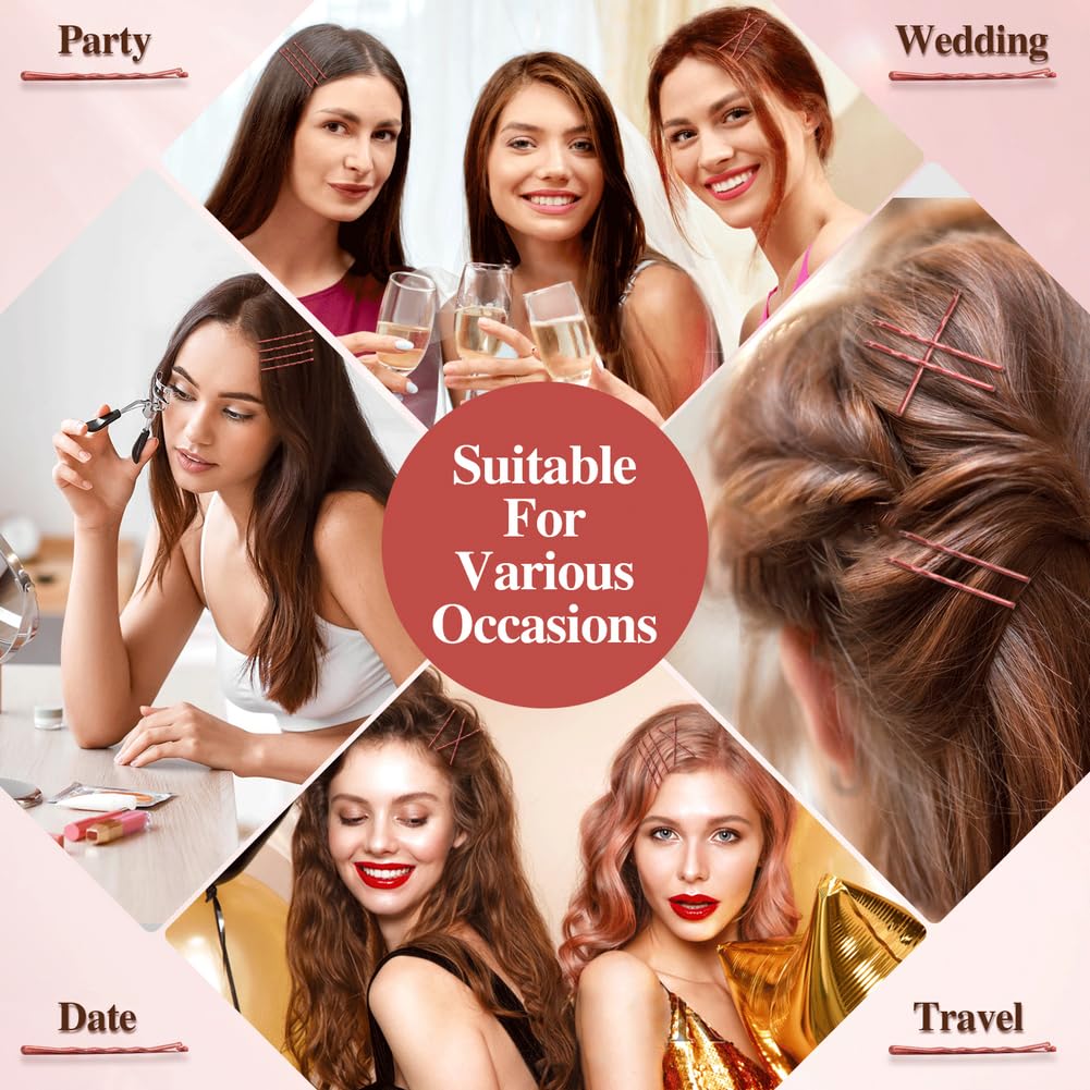 Reddish Brown Bobby Pins 330 Ct, YINGFENG 2.2Inch High Gloss Bobby Hair Pins for Styling, Comfortable, Lock In Style, Pain Free Hair Accessories for Women & Men, All Hair Types