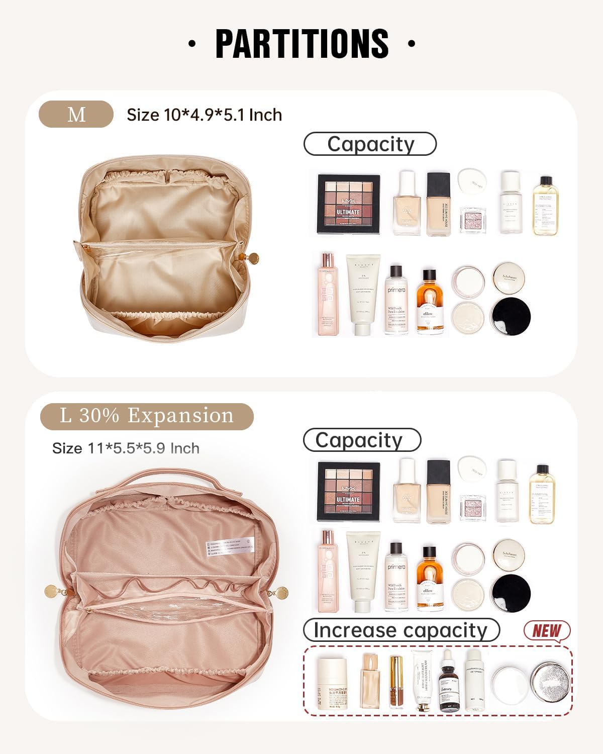 EACHY Travel Makeup Bag,Large Capacity Cosmetic Bags for Women,Waterproof Portable Pouch Open Flat Toiletry Bag Pattern Makeup Bag