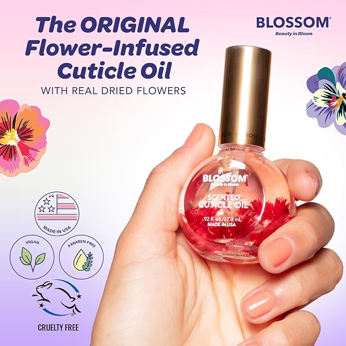 Blossom Cuticle Oil for Nails, Hydrating, Moisturizing, Scented Nail Oil Cuticle Care, Infused with Real Flowers, Made in USA, 0.92 fl. oz, Lavender