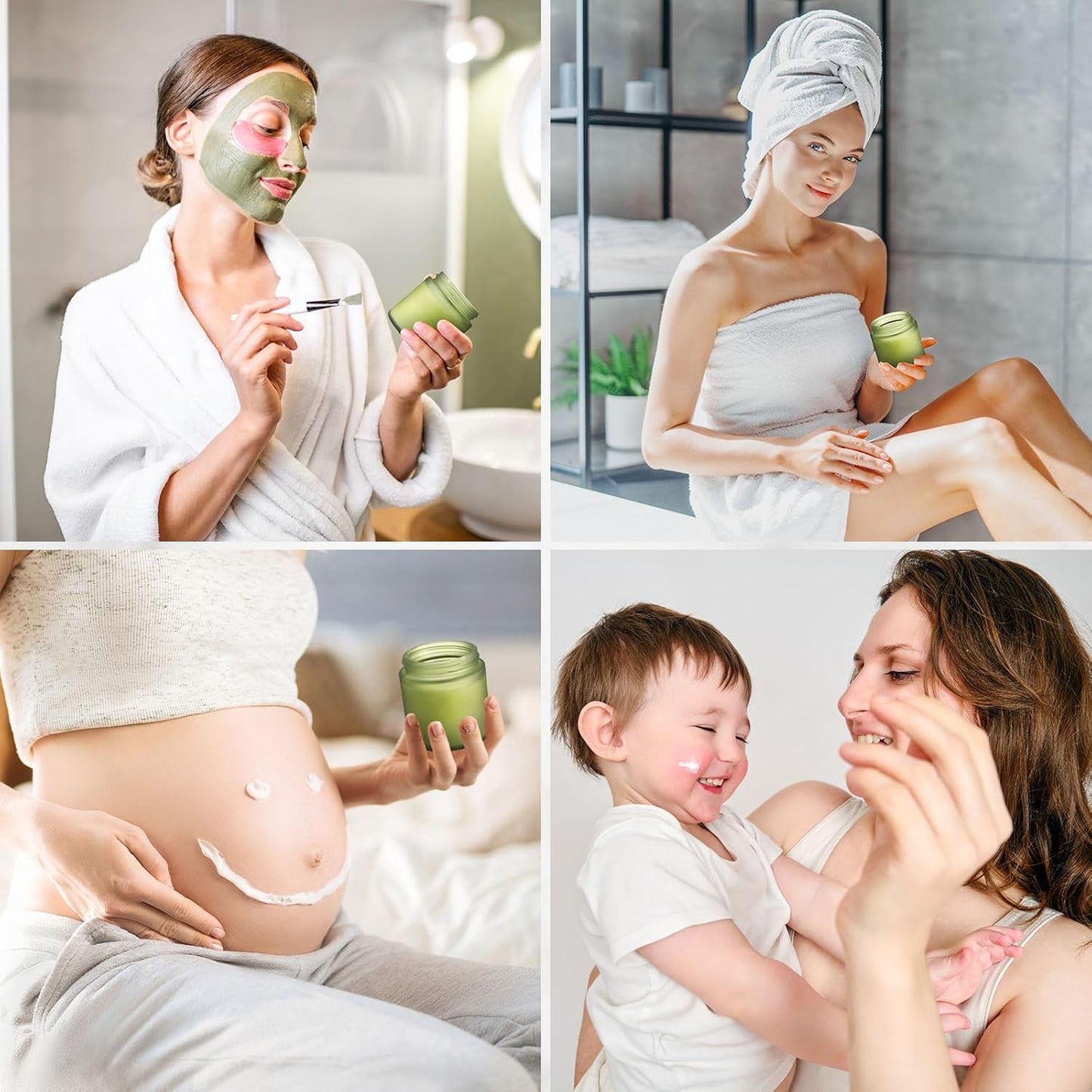 Norme 96 Pcs 4 oz Glass Jars with Lids Leakproof Round Airtight Empty Cosmetic Jars with Inner Liners Lid for Storing Lotions Powder Ointments Candle Making Tins (Pea Green)