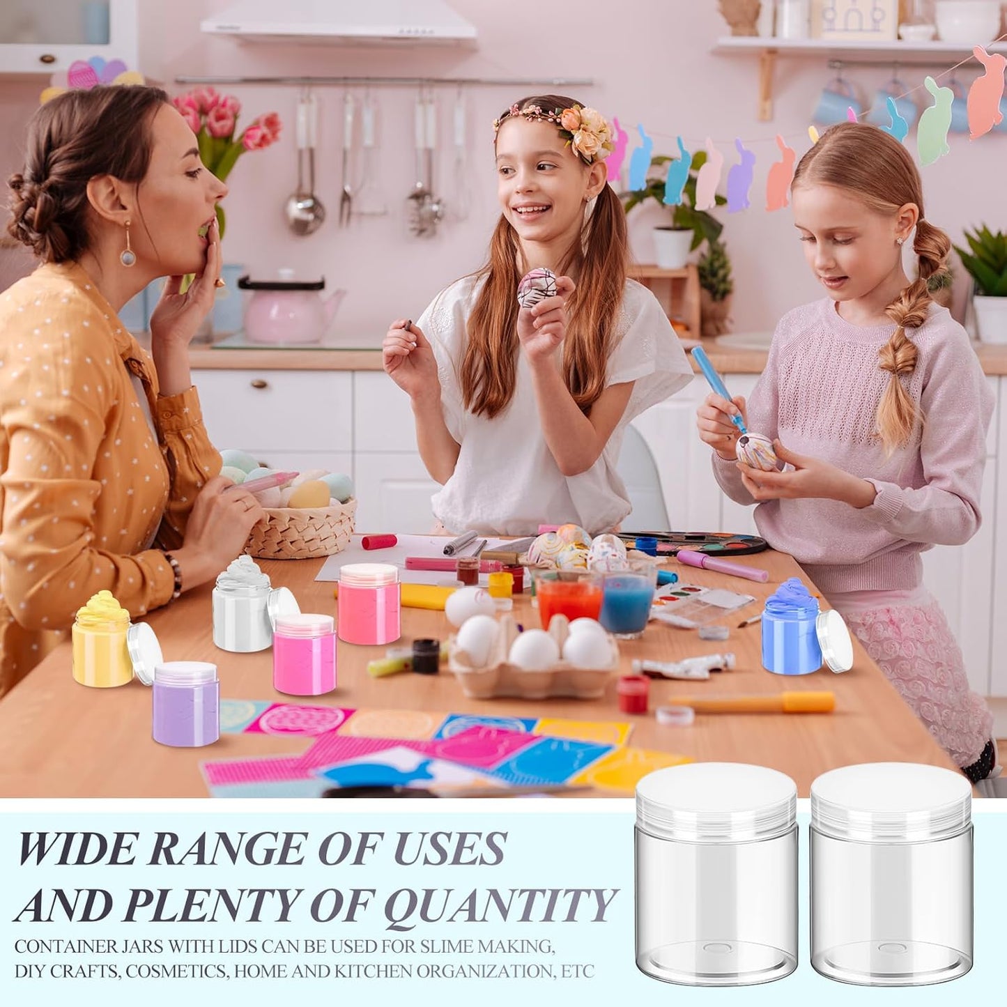 SATINIOR 6 Pack 5 oz Plastic Jars Containers with Lids Wide-mouth Refillable Leakproof Reusable Round Empty Jars for Travel Cosmetic Dry Food SpiceCandy Cookie Home Kitchen Organizing (Clear)