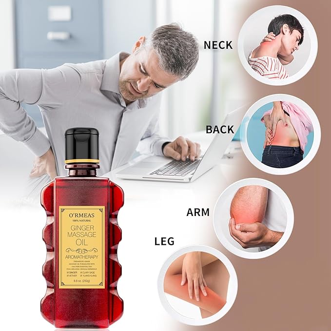 Ginger Massage Oil for Relaxing Muscles Massage Oil for Massage Body Oil for Skin Moisturizing for Men and Women 8.8 oz
