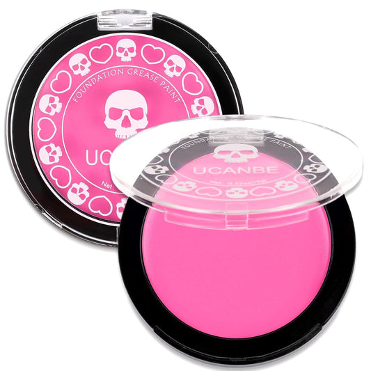 UCANBE Pink Face Body Paint Makeup Foundation, Professional Waterproof Cream Greasepaint, Non-Toxic Face Painting Kit for Halloween Makeup, Sugar Skull SFX Cosplay, Special Effects Costume & Parties
