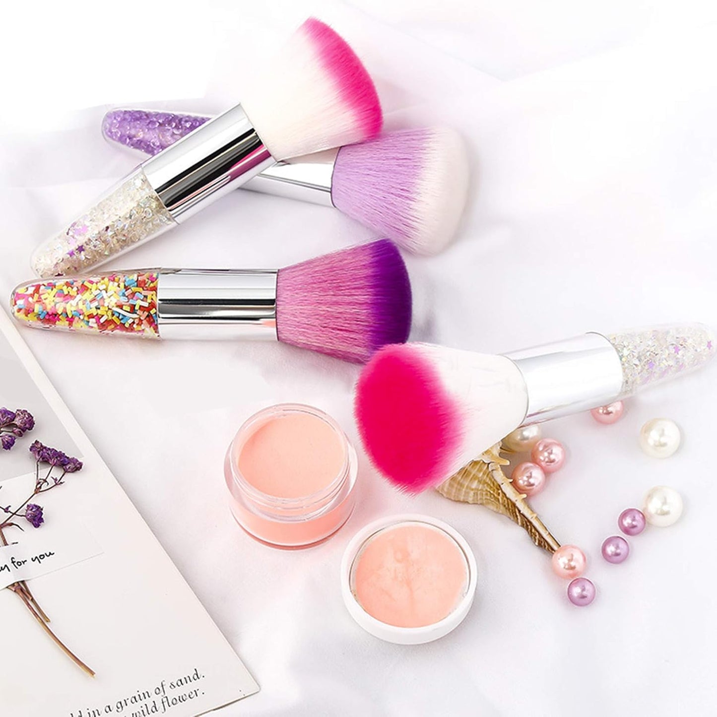 3 Pieces Nail Brushes Remove Dust Powder for Acrylic Nails Makeup Brushes Manicure Brush Clean Up Tools Nail Art Brush Set