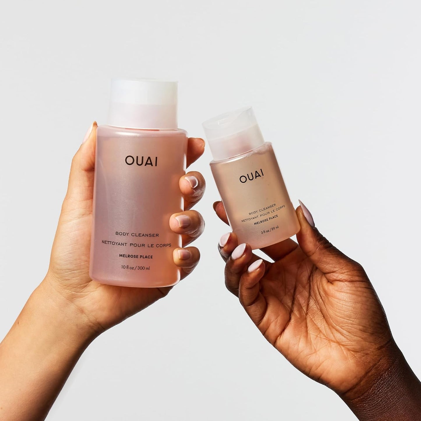 OUAI Body Cleanser Travel Size, Melrose Place - Foaming Body Wash with Jojoba Oil & Rosehip Oil to Hydrate, Balance & Soften Skin - Paraben, Phthalate, Sulfate Free Skin Care Products (3 Fl Oz)