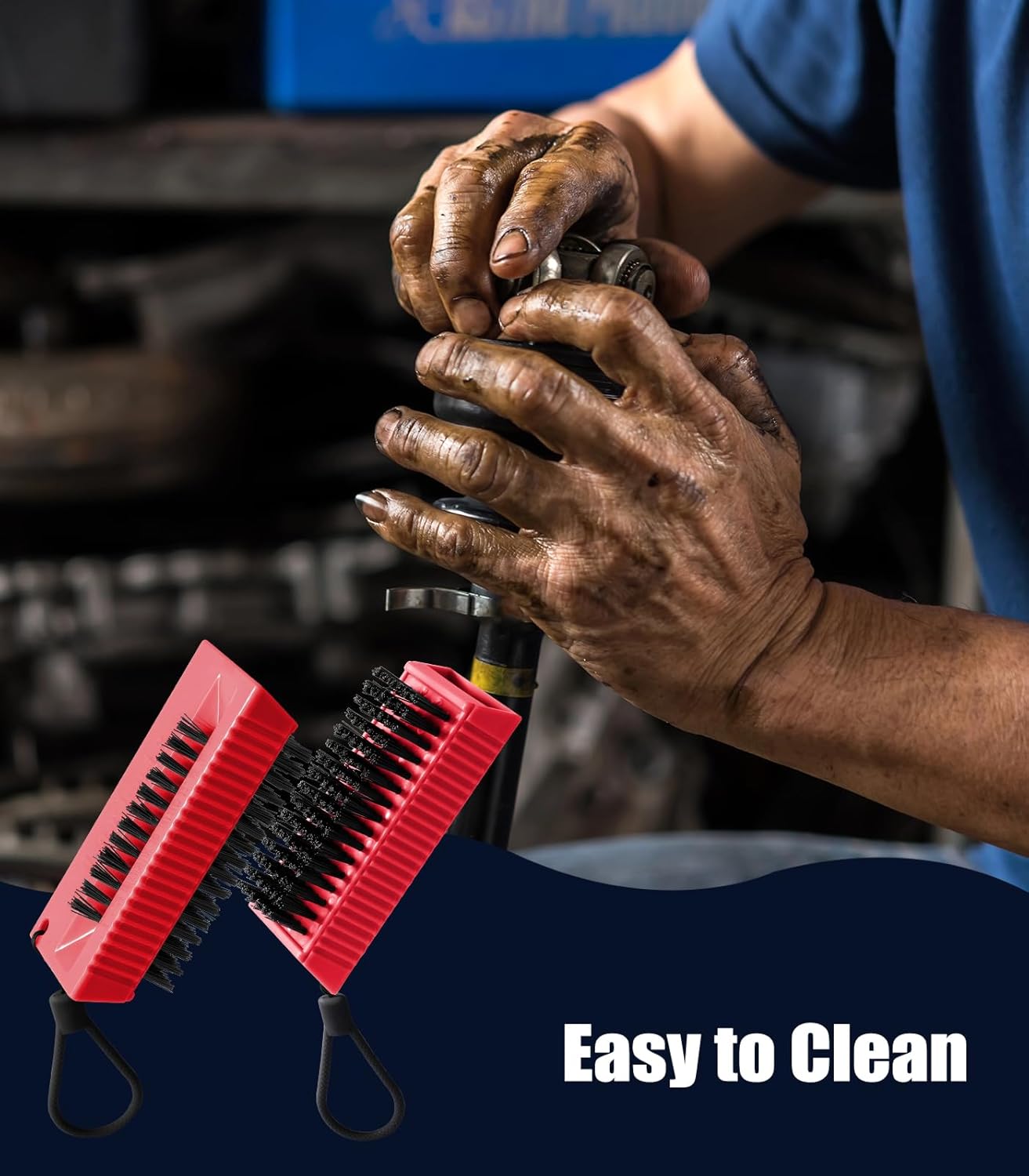 Nail Brush for Cleaning Fingernails, 2Pack Heavy Duty Nail Brushes Remove Dirt and Paint Fingernail Brush Deep Cleaning Mechanical Nail Scrub Brush Two-Sided with Hanging Rope, （Red）