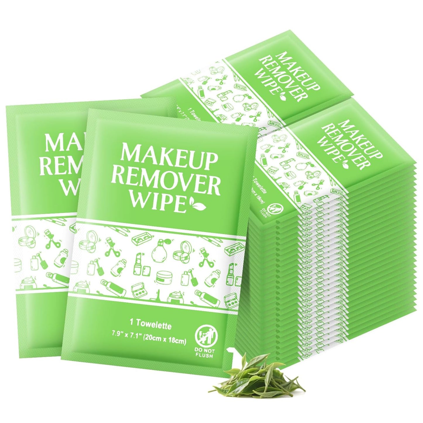 Makeup Remover Wipes Individually Wrapped, 50 Pcs Gentle Facial Cleansing Towelettes Alcohol Free, Perfect Travel Essential and Bachelorette, Wedding, Party Favor