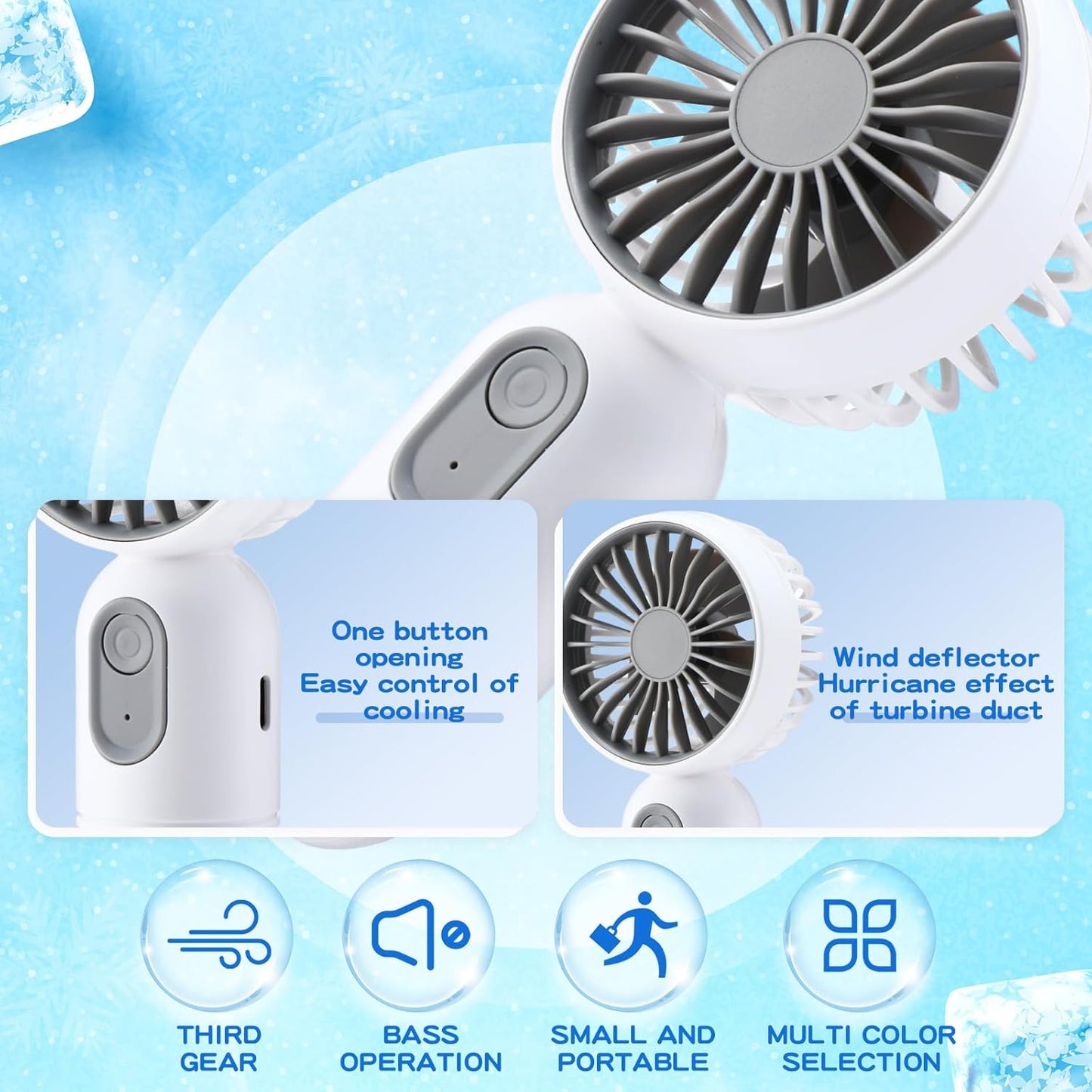 12 Pack Mini Portable Handheld Fan Bulk for Travel 3 Speeds, Rechargeable USB Battery Operated, Small Personal Eyelash Fans for Women Men Indoor Outdoor(Black White,Classic Style)