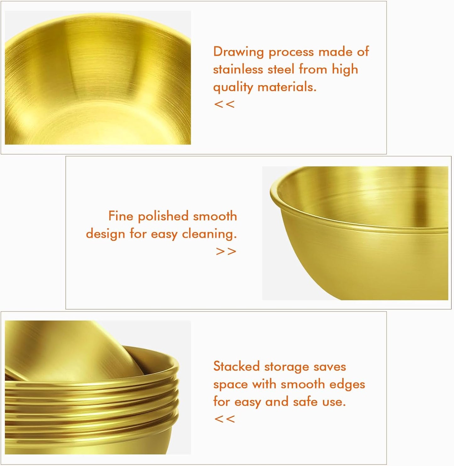 10 Pack Gold Stainless Steel Mini Bowls 3.2 Inch Small Sauce Dishes for Sushi Dipping, Condiments, Desserts & Facial Mask Mixing (Gold)