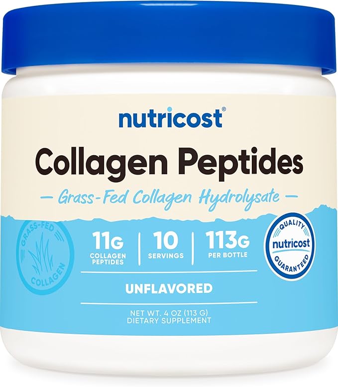 Nutricost Grass-Fed Collagen Powder 4 oz (Unflavored) Type I, Type III Collagen - Gluten Free and Non-GMO