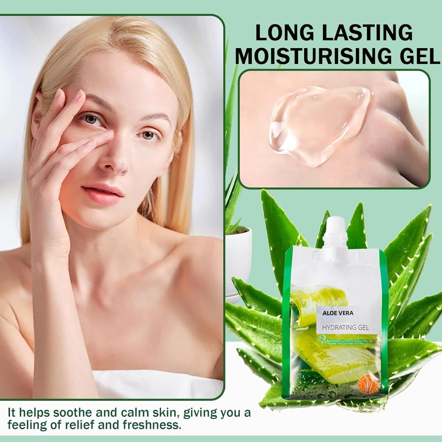 Moisturizing Gel for Face & Body,Non-sticky Gel After Sun Aloe Lotion Skin Care,Fast Absorbing Long Lasting Refreshing Hydrating Face Moisturizer for All Skin Types 06