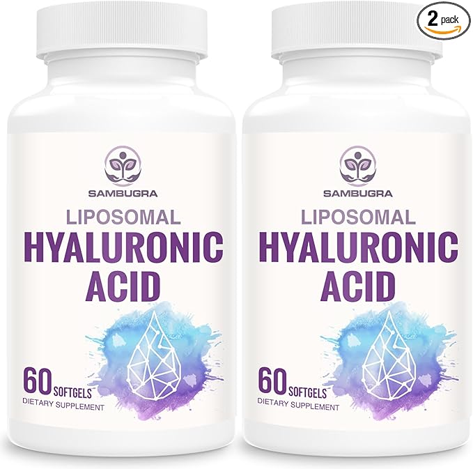 Liposomal Hyaluronic Acid 1000mg, High BioavailabilityHyaluronic Acid Capsules, Dietary Supplement Support Skin and Joint Lubrication, 120 Capsules (Pack of 2)