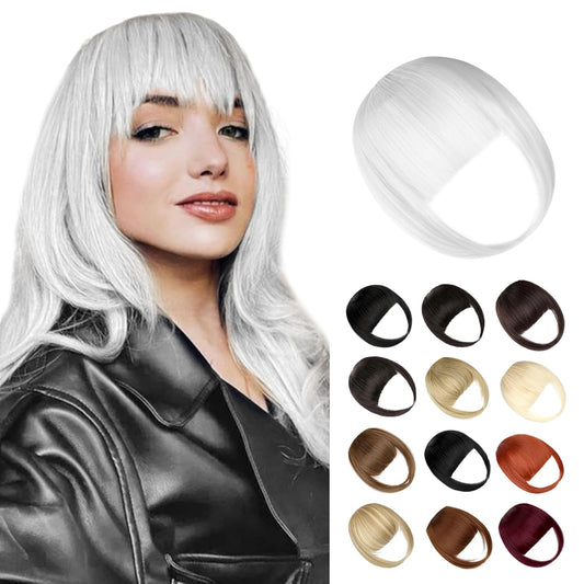 Bangs Hair Clip in Bangs, Fake Bangs Natrual Clip in Hair Extensions, Easy to Use Faux Bangs Clip on Bangs, French Bangs Fringe with Temples Hairpieces Curved Bangs for Daily Wear