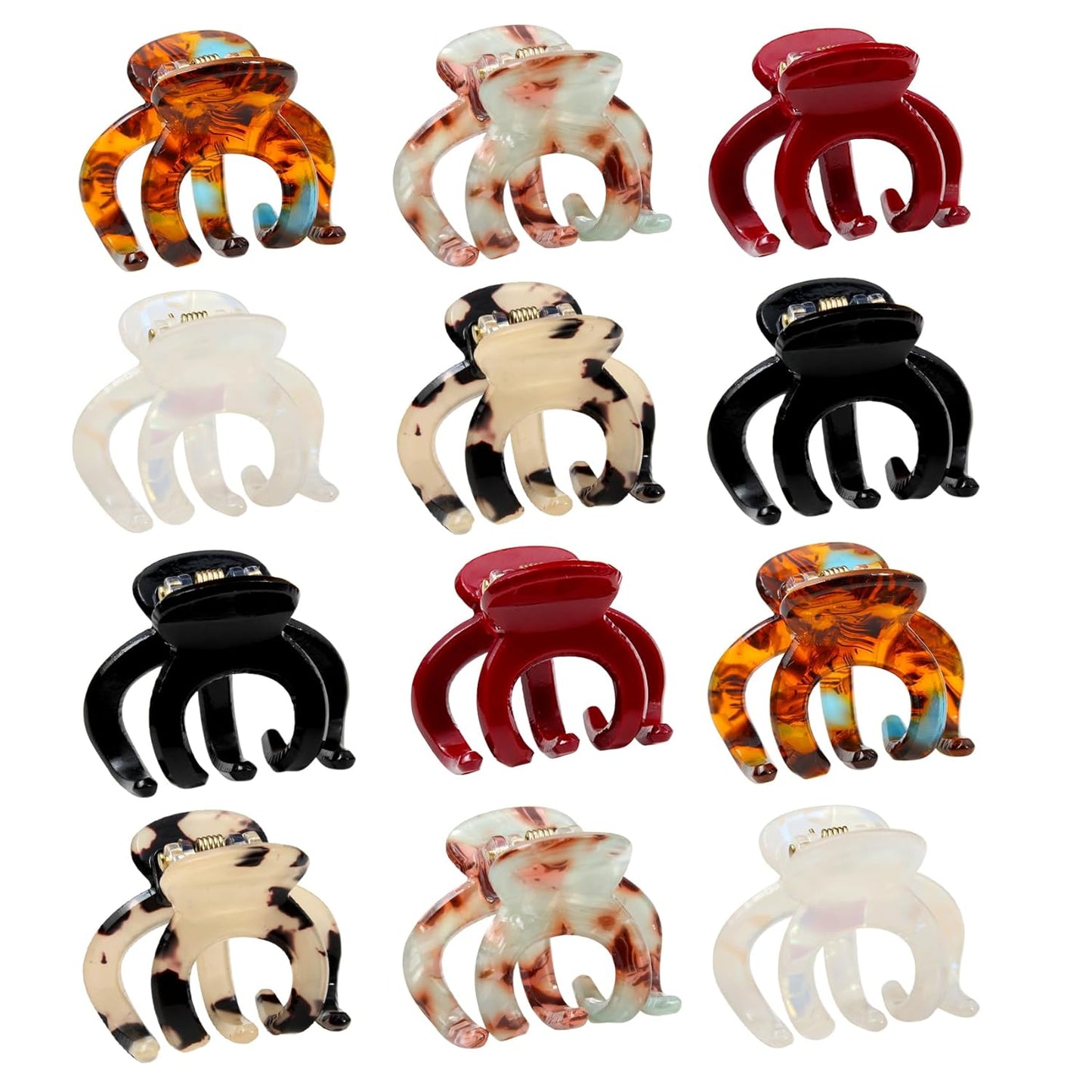 12Pcs Small Hair Claw Clips - Trendy Small Non-Slip Hair Clips for Women Girls - Stylish Thin Hair Accessories Classic Hair Clips for Easy Styling-(small hair clips 3)