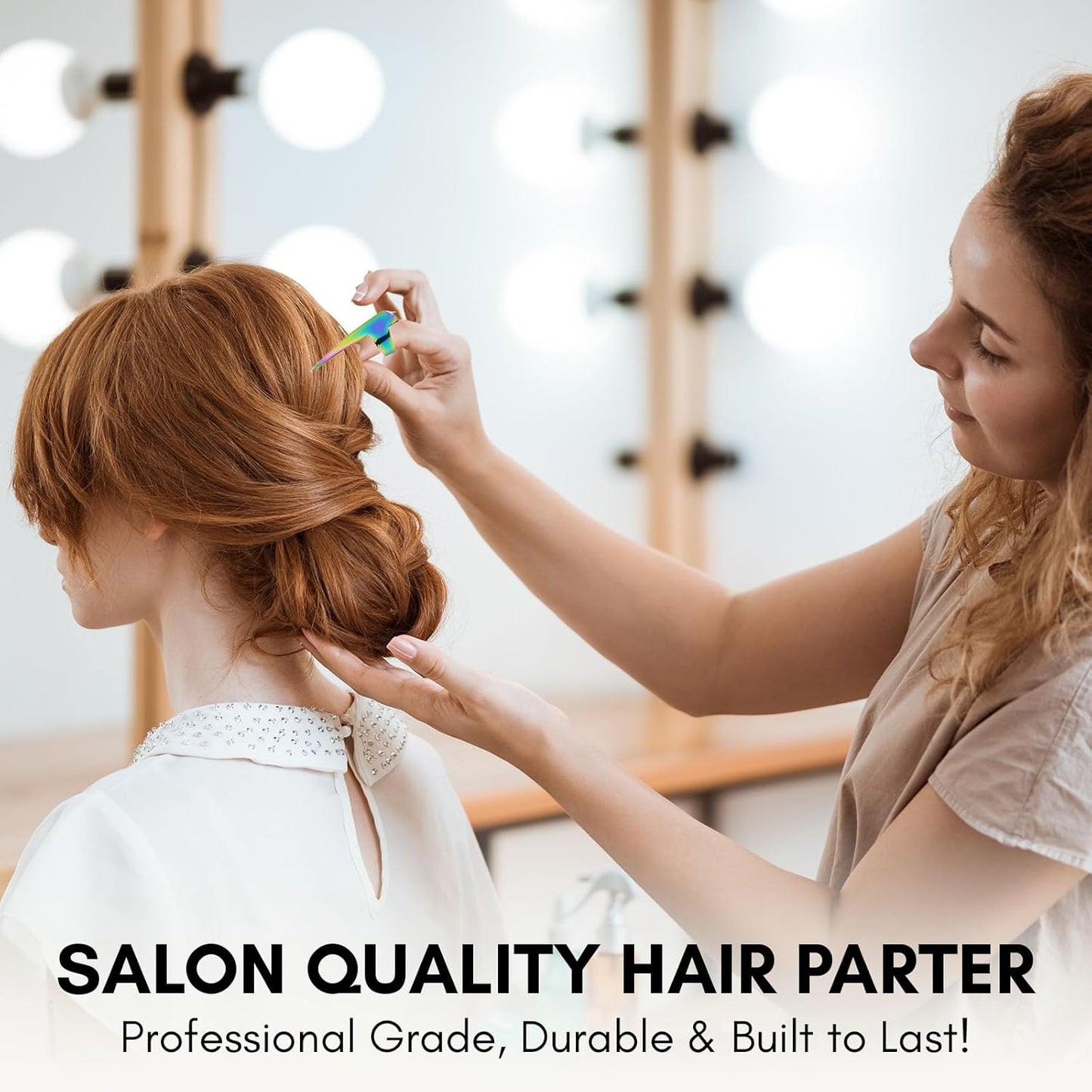 My Hair Tools 2PCS Pro Hair Parting & Sectioning Rings - Stainless Steel Finger Quick Braiding Pick Tool for Precise Styling & Installation of Human Hair Extensions Lightweight Hair Separating Tool