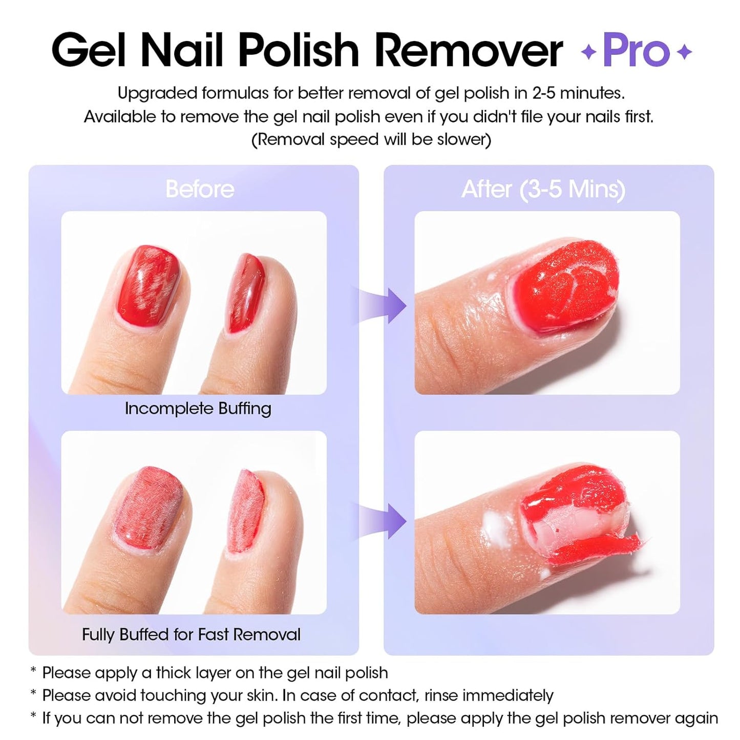 Gellen Gel Nail Polish Remover, (2pcs) Gel Polish Remover for Nails, No Need Foil, Quickly & Easy Polish Remove in 2-5 Minutes, No Need Soaking 18ml Gel Nail Remover Pro