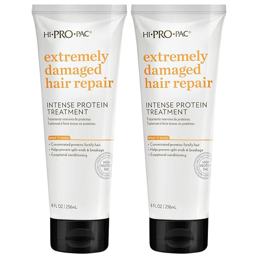 Hi-Pro-Pac Hair Mask - Extremely Damaged Hair Repair - (2-Pack) 8 fl oz - Intense Protein Treatment Masque - Deeply Conditions, Fortifies, and Helps Prevent Split Ends and Breakage