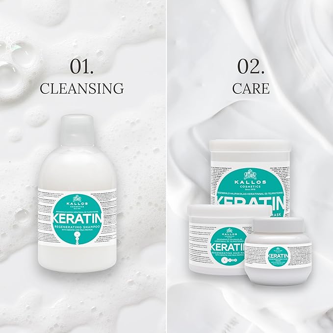 Kallos KJMN Keratin Regenerating Hair Mask with keratin and milk protein for dry, damaged and chemically treated hair 275 ml - 9,3 Fl Oz