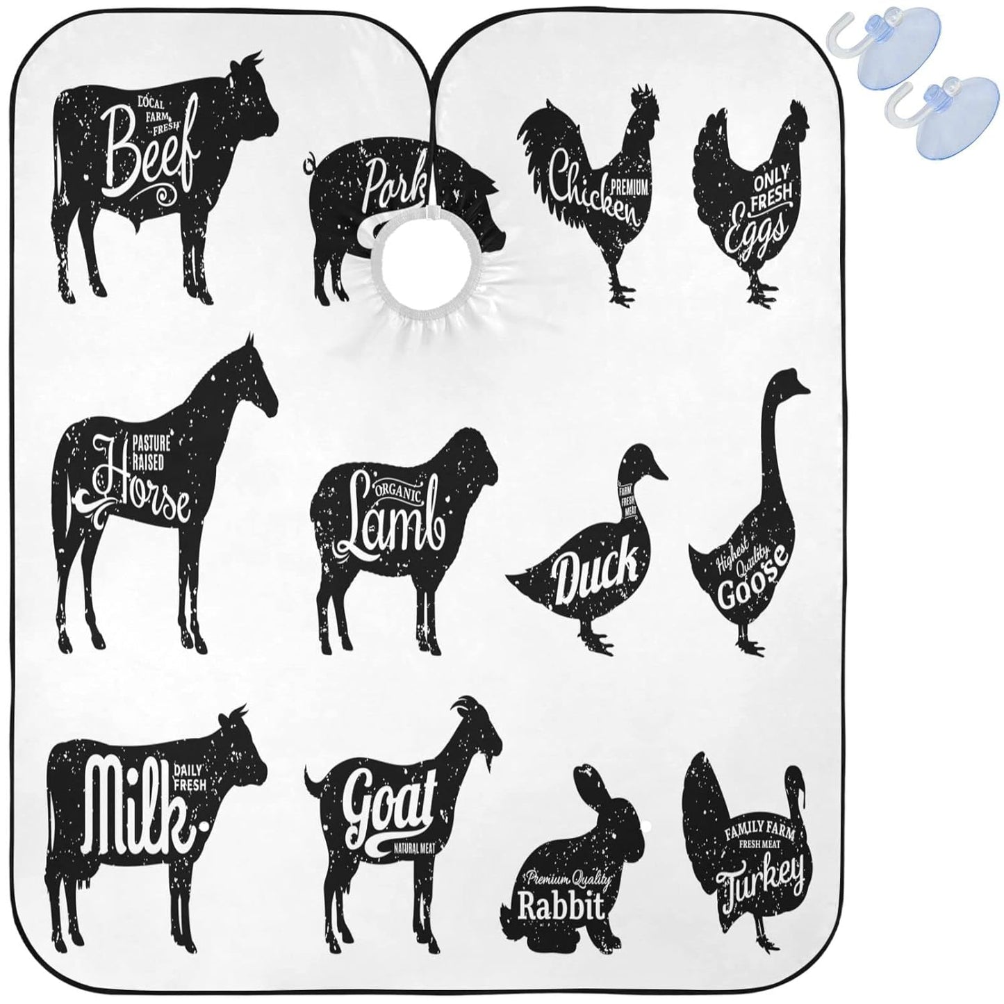 visesunny Barber Cape Farm Animal Polyester Hair Cutting Salon Cape Apron Anti-Static Haircut Water-Resistant Shaving Cloth Beard Shaving Bib Hairdressing Cape