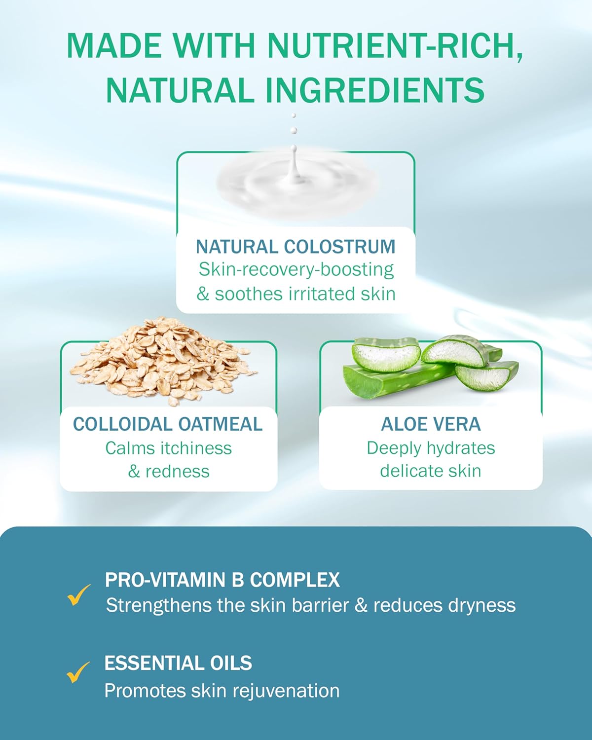 Eczema Cream Shampoo and Conditioner Scalp Treatment for Sensitive Skin for Kids & Adults- Colostrum & Colloidal Oatmeal -Itchy Scalp Anti Dandruff Shampoo for Women & Men, 16 fl oz, Made in USA