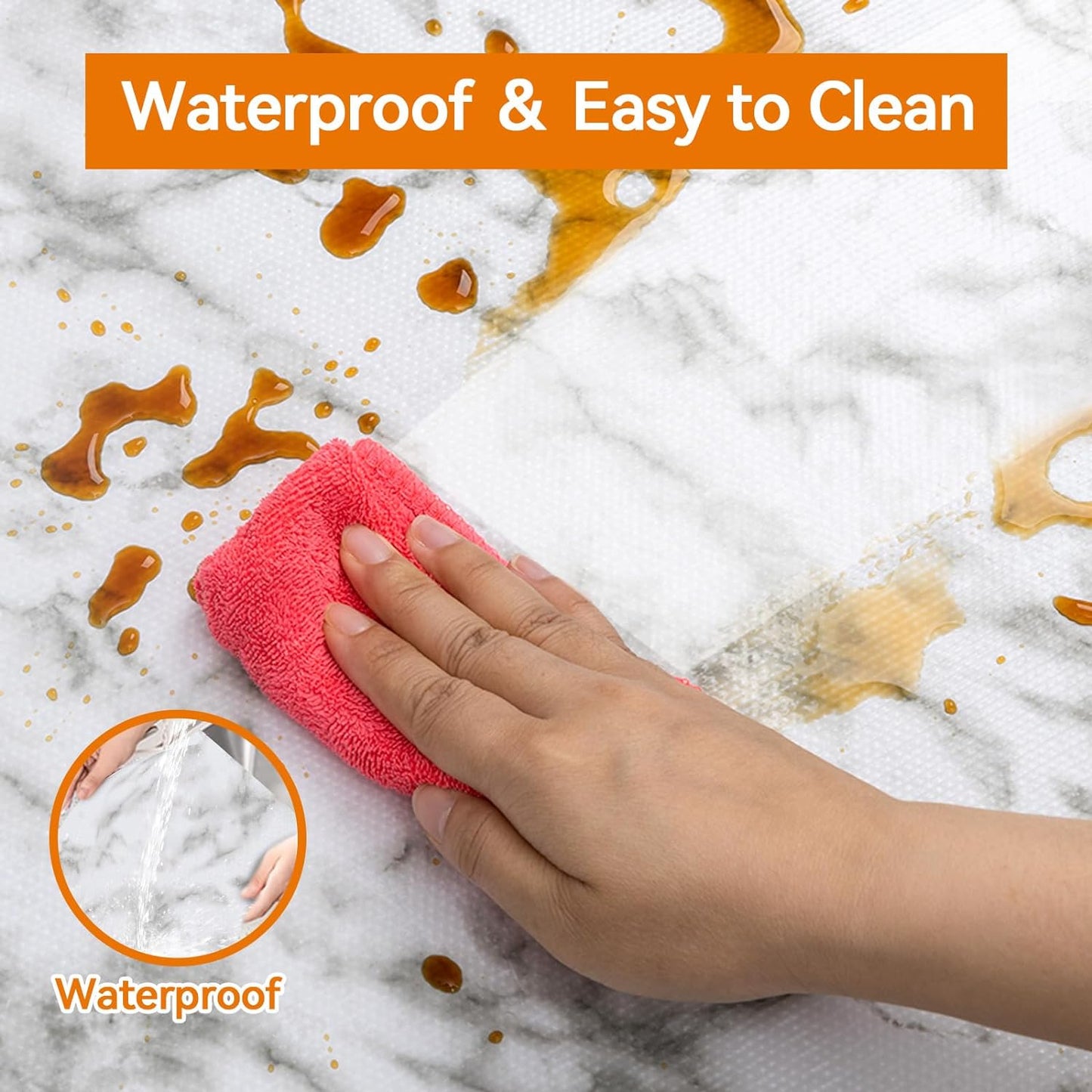 Shelf and Drawer Liner for Kitchen Cabinets Non-Adhesive, Strong Grip Non-Slip Thickened Cabinet Liners for Shelves, Waterproof Mats for Dresser Cupboard, Marble, 17 in x 30 Feet