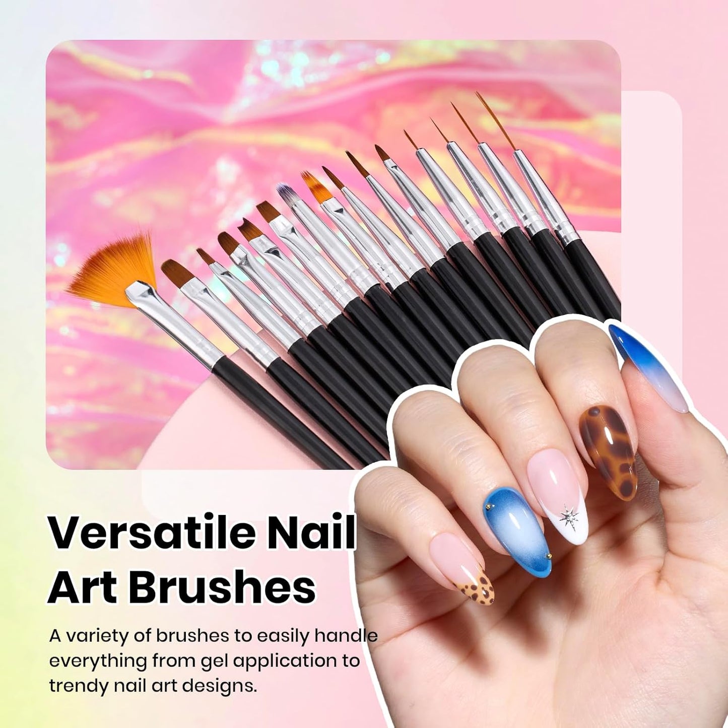 Beetles Nail Art Brushes 25pcs - Confetti Nail Art Pens Daul Ended Dotting Tools Striping Liner Brushes for Nails 3D Flower Sculpting Tools with Palette Brush Holder DIY Home Salon Manicure Design Set