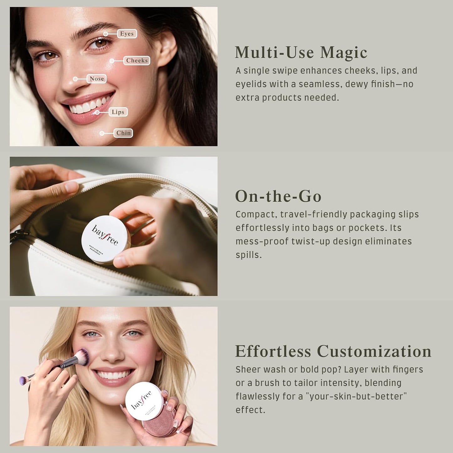 bayfree Multi Glow Balm, Cream Blush for Cheeks, Blush Balm Face Makeup, Radiant Finish, Hydrating, Creamy, Lightweight & Blendable Color, Face Makeup, 0.63 Oz