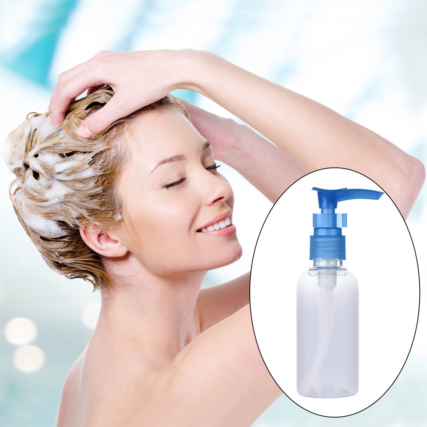 Transparent Travel Bottles Pump Bottle Lotion Dispenser Bottle, 4 Pieces(100 ml)