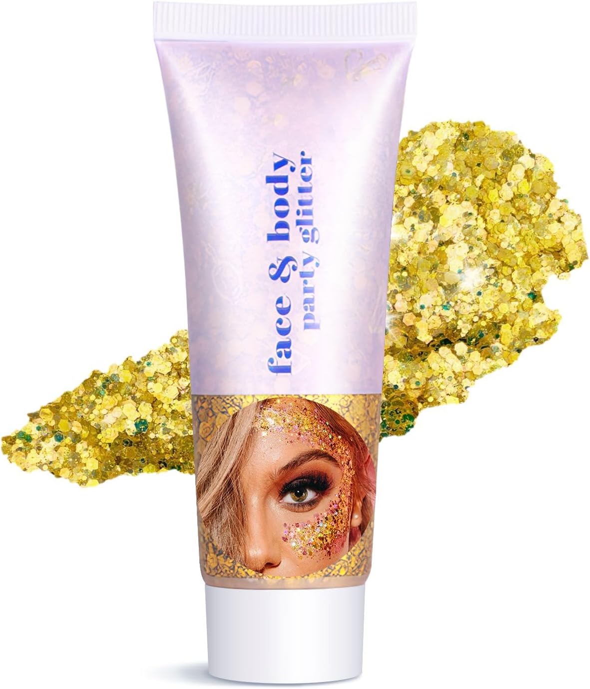 Body Glitter Gel - Halloween Costumes for Women, Sparkly Chunky Glitter Hair for Kids, Halloween Christmas Singer Concert Festival Rave Accessories (Gold Body Glitter)