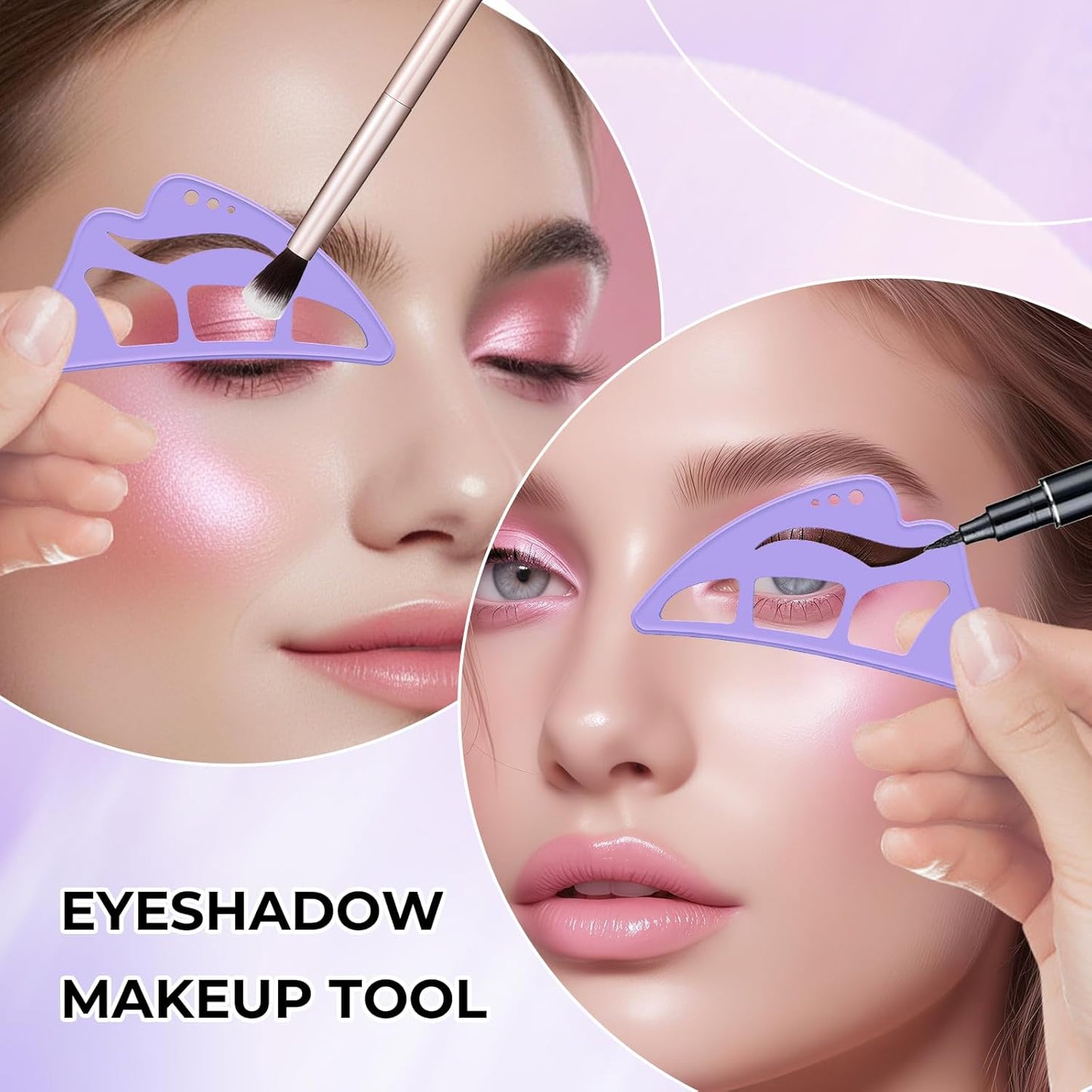 DAGEDA 3Pcs Eyeliner Stencils Set, Suitable for Eyetour Eyeshadow, Eyeliner,Mascara Shield,Reusable Silicone Eyebrow Stencils Eye Liner Tool Multi-functional Makeup Tool(Purple)