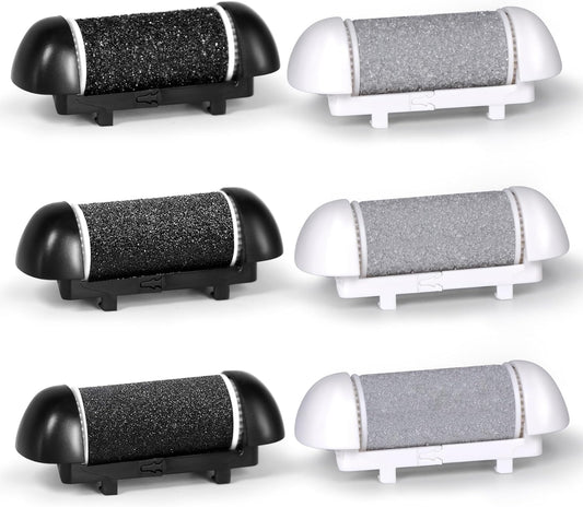 6 Pack Replacement Roller Refill Heads for Electric Foot Callus Remover, Electric Pedicure Tools Refill Heads with Extra, Regular, Fine Coarse 2 Each, Foot File Refill Roller