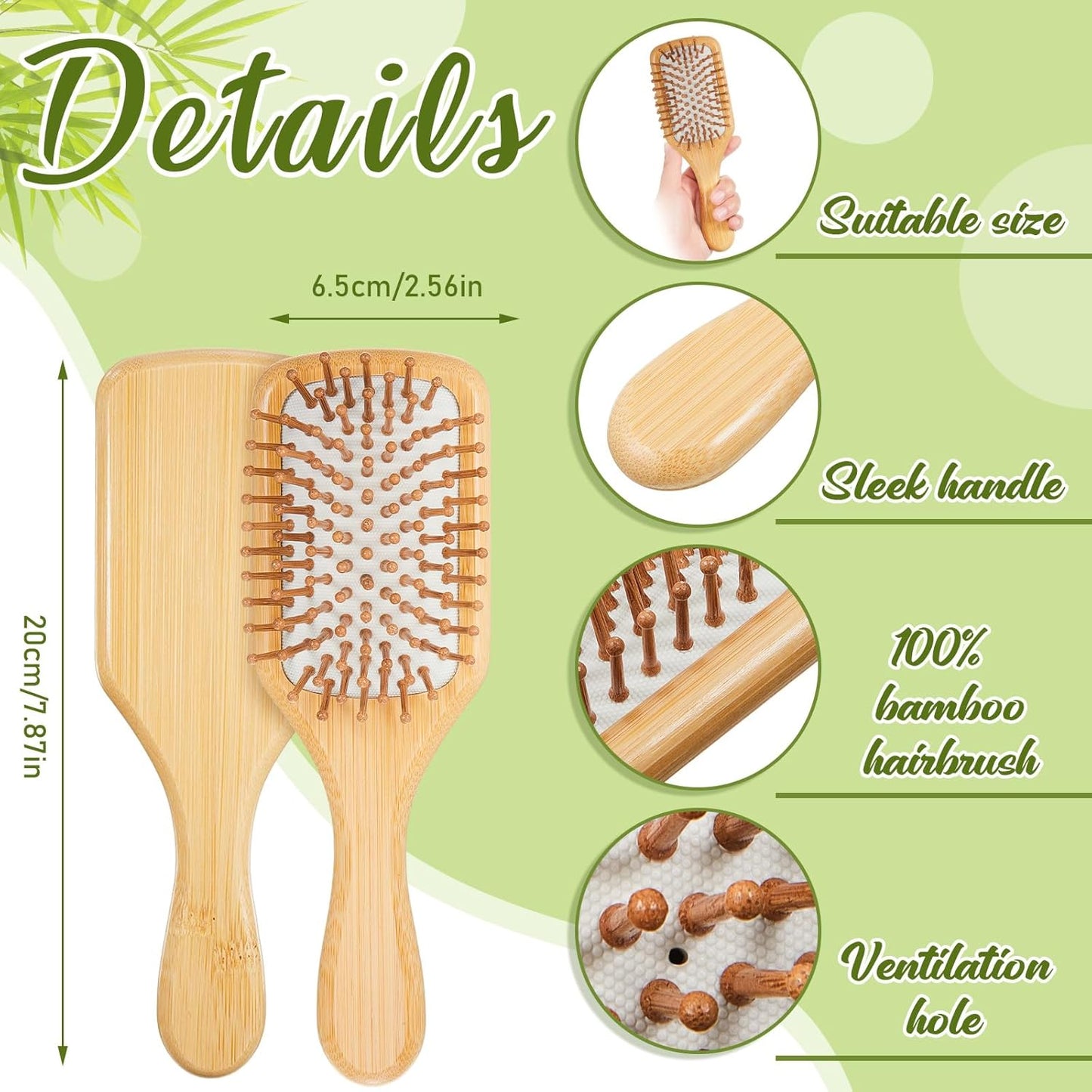 Tessco for you 12 Pcs Christmas Bamboo Hair Brushes Thanksgiving Bulk Wooden Paddle Brush Scalp Massage Bristle Anti Static Engraving DIY Gift for Women Wedding(7.87'' X 2.56'',White)