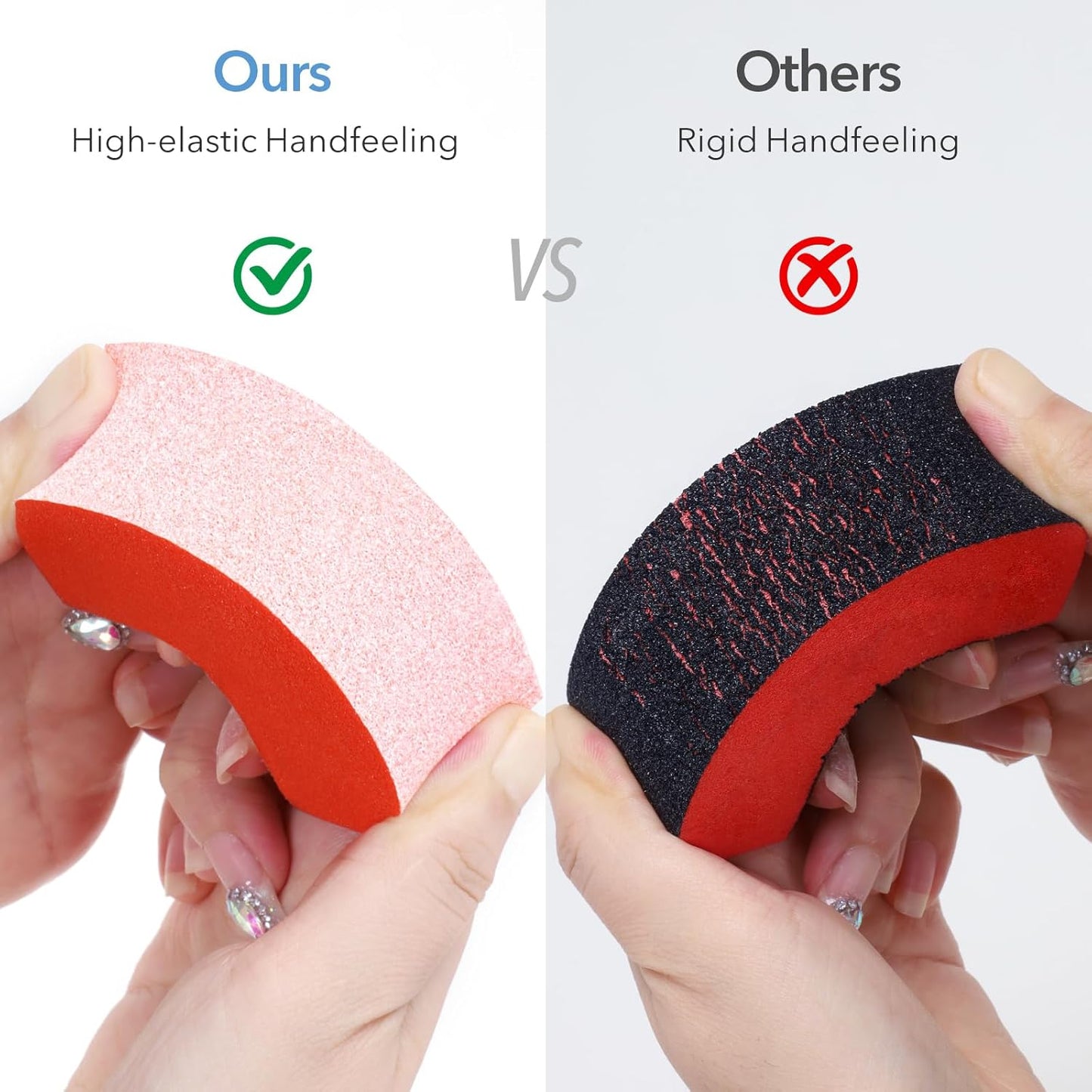 Nail Buffers, 10pcs Buffering Block 3 Way Coarse Grit 60/60/60, 3.5" Long, Pre Application Buff for Acrylic Nail Gel Polish Nail, Pedicure, Manicure, Orange