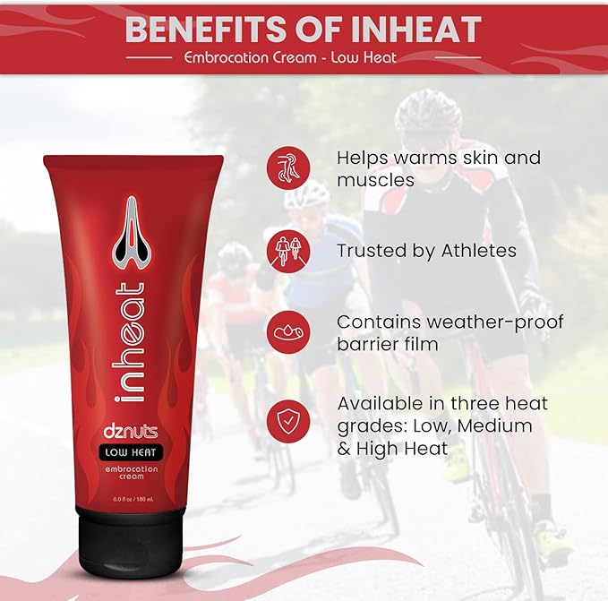 InHeat Embrocation Cream, Cold Weather Chamois Cream, Low Heat, 6.0 fl. Oz, 180ml