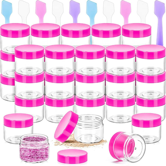 MotBach 35 Pack 20g Plastic Jars Containers, 20ml Travel Size Container Jars with Lids, 0.7oz Round Clear Cosmetic Container Jar for Travel Makeup Cosmetic Cream Sample Lip Balm Salve Beauty Lotion