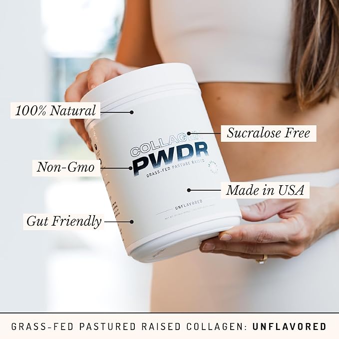 PWDRS Collagen | Promotes Hair, Skin, Nail, Joint, Bone and Ligament Health | Grass Fed & Pasture Raised | All Natural, Zero Sugar (Unflavored)