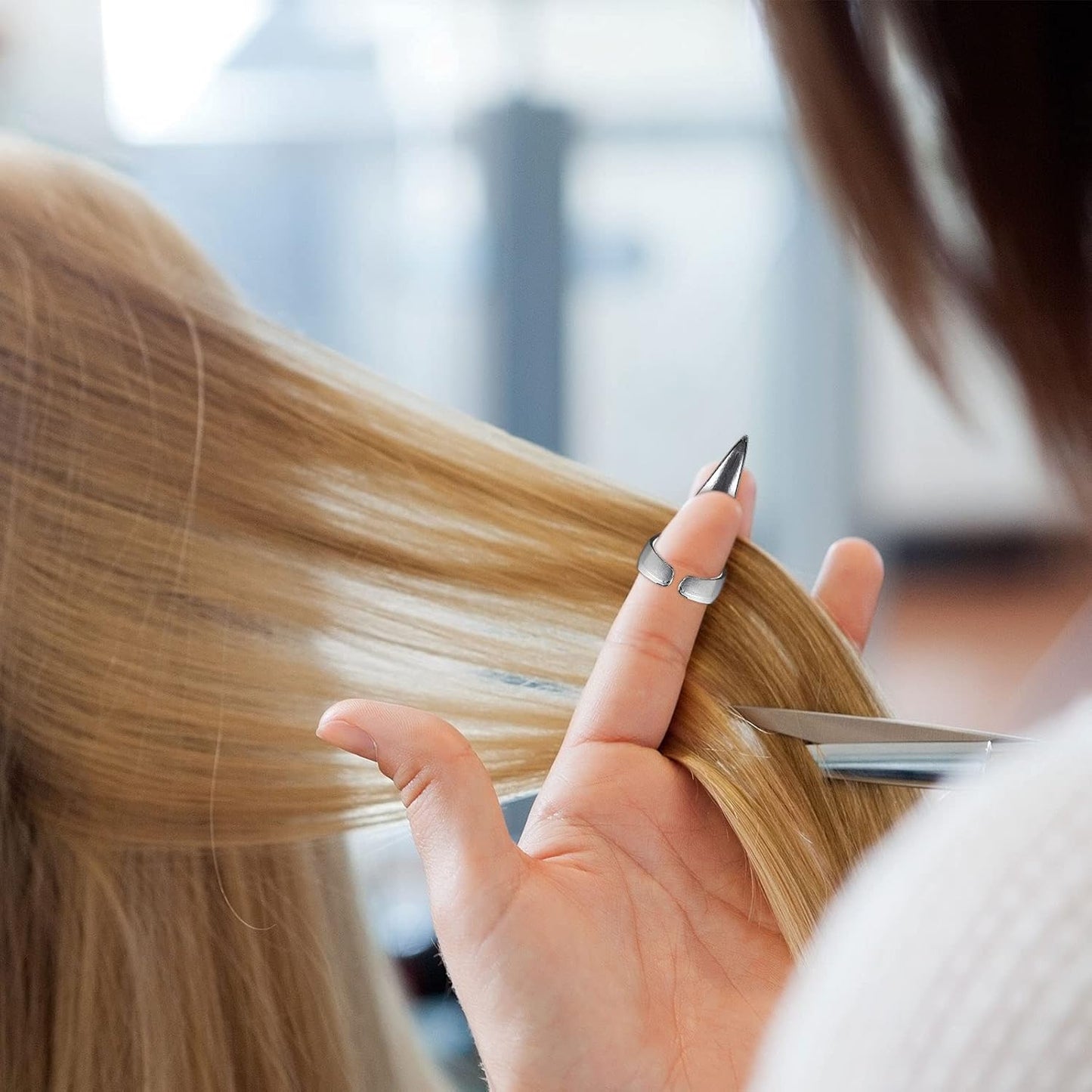 10 Pieces Adjustable Hair Parting Tool Sectioning Ring Stitch Braids Aid Finger Retro Hair Extensions Braiding Supplies Cosplay Nail Metal Claws Rings Art Holiday Party Styling(Silver)